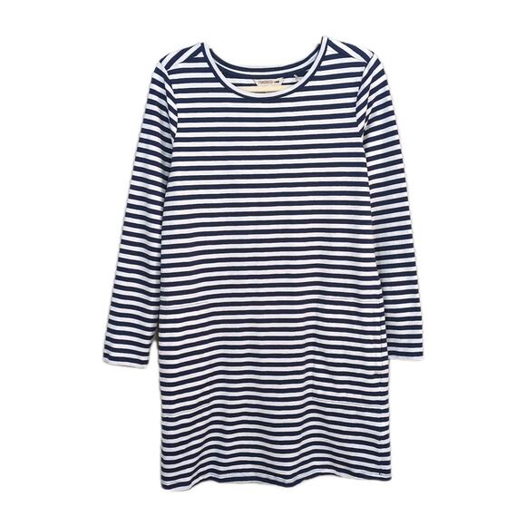TOAD&CO Navy White Stripe Windmere II Long Sleeve Dress Pockets Women's Small - Picture 1 of 5
